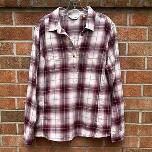 Orvis Pink and White Plaid Flannel Shirt sz XL